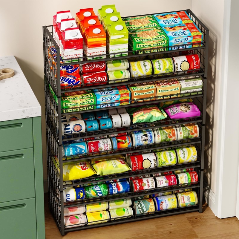 2-Tier Stackable Can Rack Organizer for Pantry Shelf, Extra-Long Can