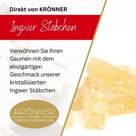 Krönner Ginger Sticks Crystallized 125 g - Handmade, Candied Ginger Rolled in Fine Crystal Sugar - Elegant Enjoyment from Garmisch-Partenkirchen - Premium Quality