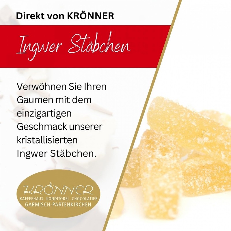 Krönner Ginger Sticks Crystallized 125 g - Handmade, Candied Ginger