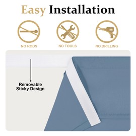 XWZO Blackout Door Curtains for Door Windows, Tricia Room Darkening French Door Curtain, Thermal Insulated Tie Up Shade Window Covering for Patio Door, Bedroom 26Wx40L, Haze Blue, 1 Panel