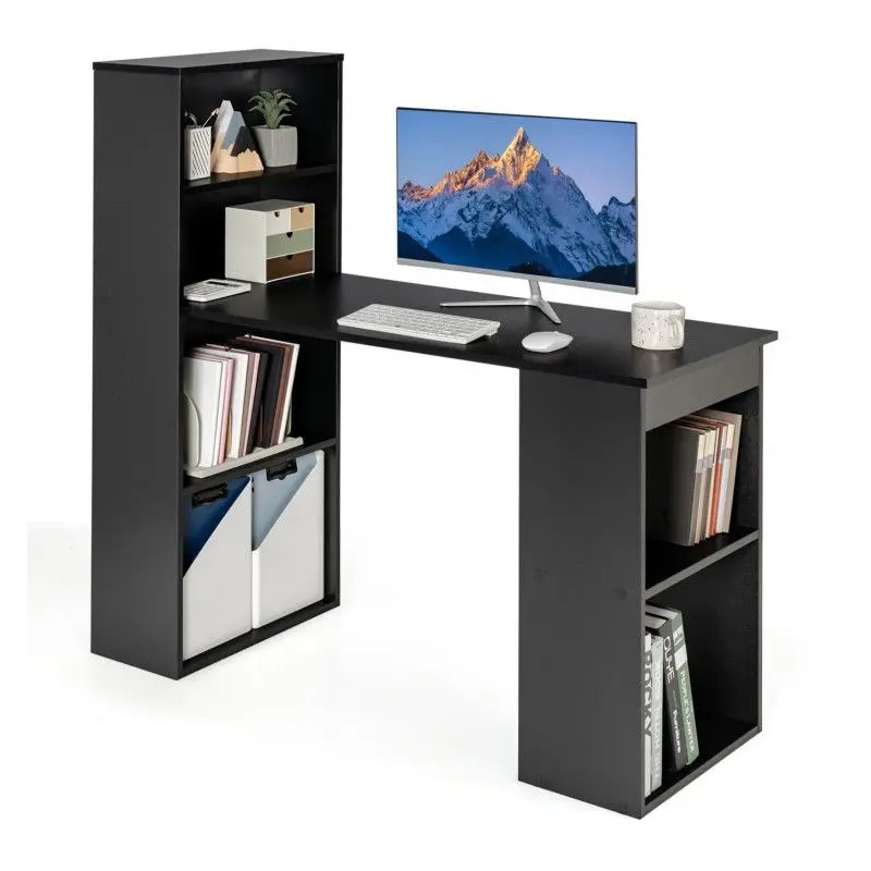 48-Inch Computer Desk with 4-Tier Bookcase and CPU Stand Includes