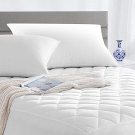 LUX Decor California King Mattress Pad - Quilted Elastic Fitted Mattress Cover Protector Upto 16 Inches Deep Pocket - Soft Breathable Noiseless Mattress Topper (72 X 84)