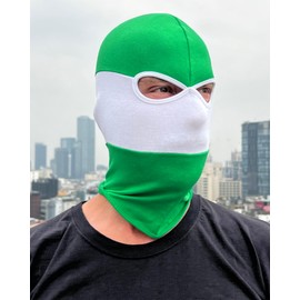 PGWEAR Balaclava Stripes and Plain in Black White Red Blue Yellow Green Camo I Mask Balaclava I Ultras Ski Hooligans Paintball, green/white, Unit size