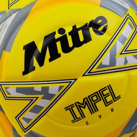 Mitre Impel Evo Football | Durable Training Ball | Hyperseam Technology, Fluo Yellow/Black/Circular Grey, 4