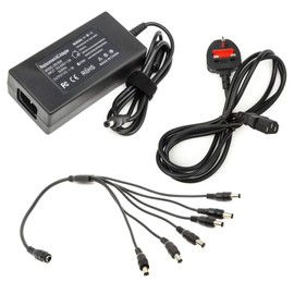 CCTV Charger UK Plug 12V 5A 60W AC DC Power Supply 6 Way Jack Splitter DVR NVR