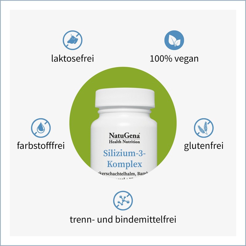 NatuGena Silicon 3 Complex Horsetail/Bamboo/Nettle + Vitamin C/120 Capsules HPMC