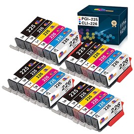 Clorisun Compatible Ink Cartridge Replacement for Canon 225 226 PGI-225 CLI-226, for Canon Pixma MG6220 MG5220 MG5320 MG6120 MG8220 MX892 MX882 MX712 IP4920 (4PGBK 4BK 4GY 4C 4M 4Y) 24 Pack