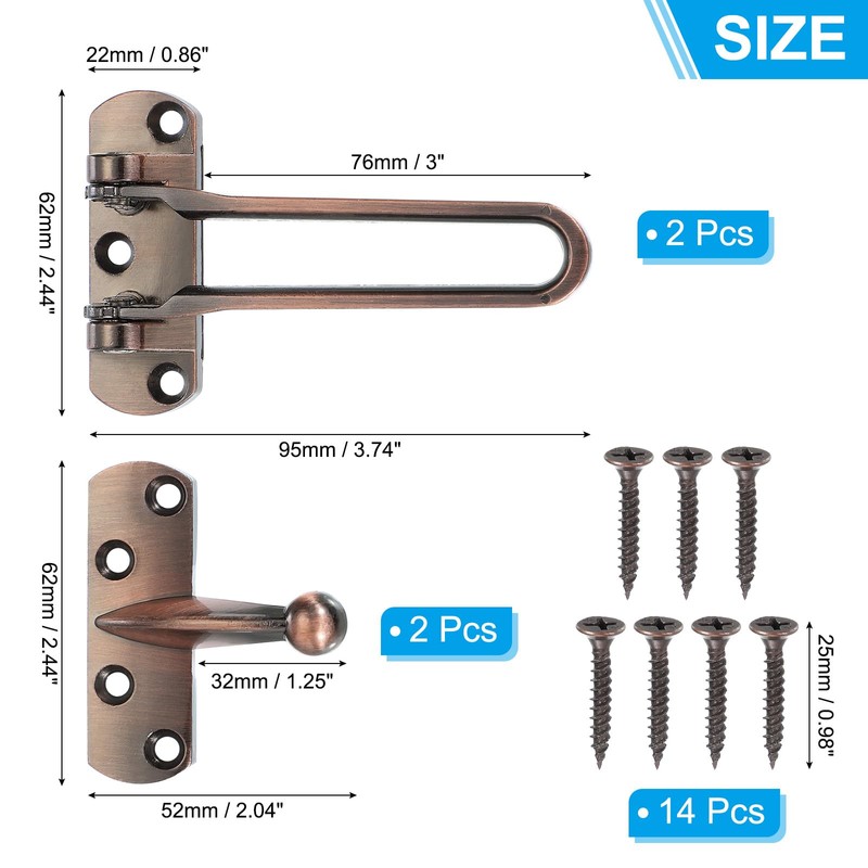 PATIKIL Türkettenschloss, 2 Stück, Tür-Schwenkstangenschloss für Zuhause, Sicherheit, Haustüren und
