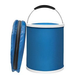 GAOLAOSY Collapsible Bucket with Handle, Portable Foldable Waterproof Oxford Cloth Car Wash Bucket, 3.43 Gal Vehicle Camping Water Container for Fishing, Hiking, Boating, Outdoor Activities (Blue)