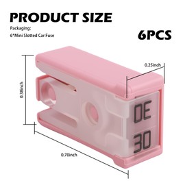 6PCS 30A 32V Slow Blow Car Fuses Assortment Kit,Slotted Cartridge Fuses for Protect Circuits,Universal Car Accessories Replacement Mini Fuse Kits for Cars,Trucks,SUVs (30A)