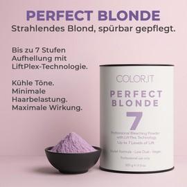 COLOR.IT by BM Perfect Blonde Bleaching Powder 500 g, Professional Lightener up to 7 Levels, with Seaweed Extract, for Highlights, Balayage & Full Bleaching