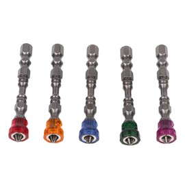 BQLZR 1/4" S2 Chrome Steel Drywall Magnetic Screwdriver Bit PH2 L65xD9mm Plasterboard Screw Bits Hex Shank with Depth Stop 1- Pack of 5