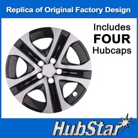 HubStar Hubcap Replacement for Toyota Rav4 2013-2018, 17-inch Wheel Cover, Silver and Black, Set of 4