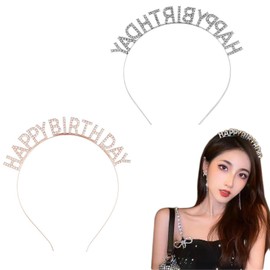 Tanosimi Happy Birthday Headband Tiara, Hair Ornament, Cute, Stylish, Popular, Party Goods, Photography/Shooting, Parties, Birthdays, Women's, Girls, Set of 2 Colors