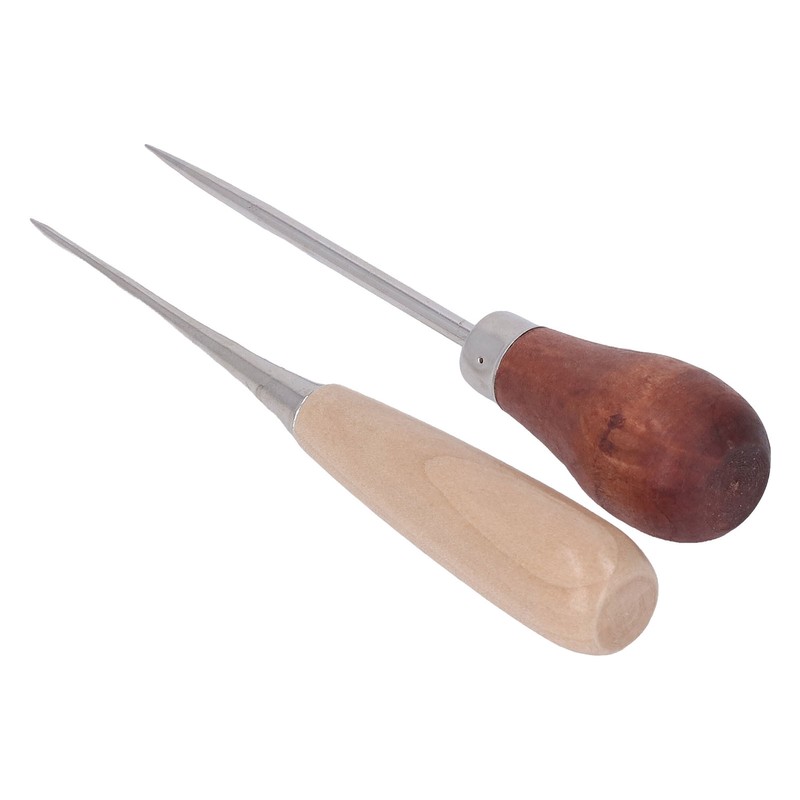 8Pcs Leather Awl Wooden Ergonomic Handle Stainless Steel Effort Saving
