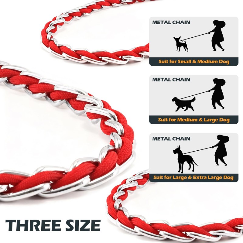 S-ETOVUS Dog Leash Chew Proof, Chain Leash Anti Chew Dog