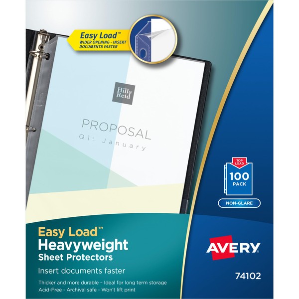 AVERY Avery Clear Heavyweight Sheet Protectors, Non-Glare, Easy Load, 100