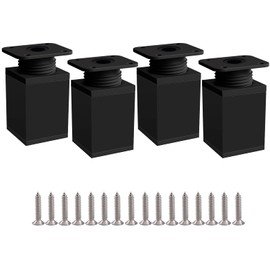 Rusoz Furniture Feet Adjustable Black Pack of 4 Feet for Furniture Small Table Legs 5 cm Height Square Made of Aluminium Alloy Height Adjustable from 0-20 mm with Stainless Steel Screws