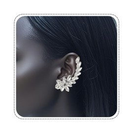 PEARLY JUN Ear Climbers Earrings for Women, 3PC Rhinestone Zircon Silver Plated Full Ear Cuff Crystal Earrings Wraps Pierced Hole Dangle Dainty Trendy Costume Accessories