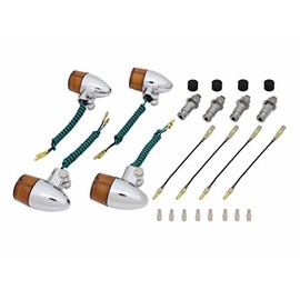 POSH FAITH Motorcycle Parts Turn Signal Bullet-Type Turn Signal Vehicle-Specific Set SR400/FI(85-) | SR500(85-98) Chrome Body/Orange Lens 010098-33