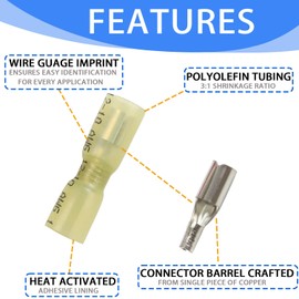 Ktolplao Heat Shrink Bullet Connectors Kit Female & Male Butt Terminals Insulated Waterproof Electrical Marine Crimp Automotive Wire Splice Kits Assortment 22-10AWG Boat Stereo Industrial Equipment