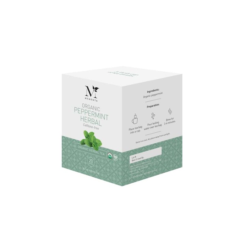 Mementa Organic Herbal Peppermint Tea Caffeine Free, 20-count (Pack of