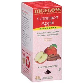 Bigelow Tea Bigelow Cinnamon Apple Herbal Tea Bags 28-Count Box (Pack of 1) Cinnamon Apple Hibiscus Flavored Herbal Tea Bags All Natural Non-GMO