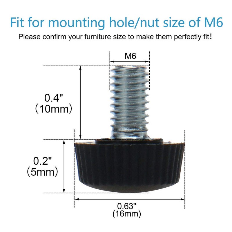 sourcing map Adjustable Levelling Feet M6 x 10 x 16
