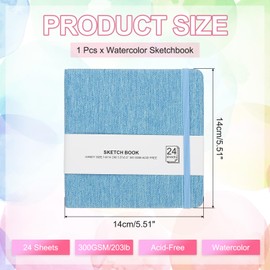 PATIKIL 5.5x5.5" Watercolor Sketchbook, 24 Sheet 300GSM/203lb Watercolor Paper Sketchbooks Acid Free Watercolor Journal Hardcover Artists Paper Pads for Painting, Light Purple