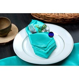 MDS Pack of 25 Wedding Satin 20" X 20" Heavy Duty Table Linen Napkin or Handkerchief Dinner Napkins for Wedding Banquet,Home Parties Decoration - Teal