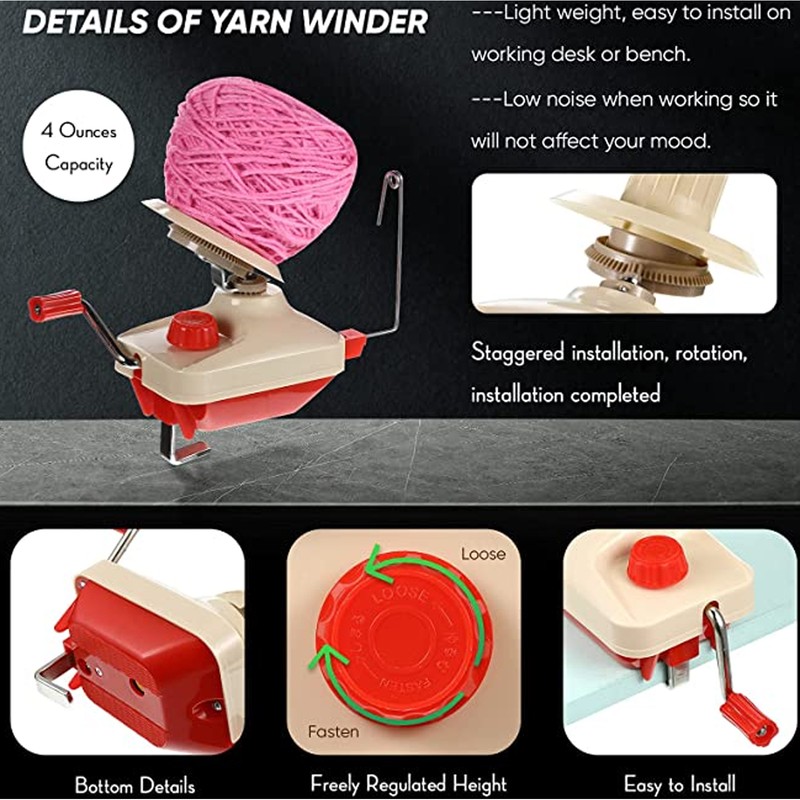 Yarn Winder Portable Household Hand Operated Handheld Low Noise Yarn