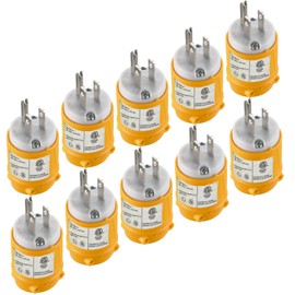 Suplevel Extension Cord Male Ends 10 Pcs, 15 Amp 125 Volt NEMA 5-15 Heavy Duty Electrical Replacement Plug 3 Prong Straight Blade Grounding Type, ETL Listed