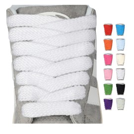 Stepace 2 Pairs (4 Pieces), Fat Shoelaces, Thick Shoelaces, Extra Thick, Flat Laces, Width 0.6 inches (1.5 cm), Black, White, Gray, Three-Dimensional, Laces, 39.4 - 63.0 inches (100 - 160 cm), Size 12