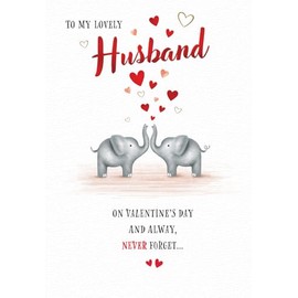 Piccadilly Greetings Valentines Day Card, Lovely Husband, Elephants - 9 x 6 inches
