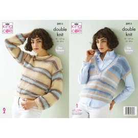 King Cole Ladies Double Knit Knitting Pattern Womens Top & Sweater (5911)