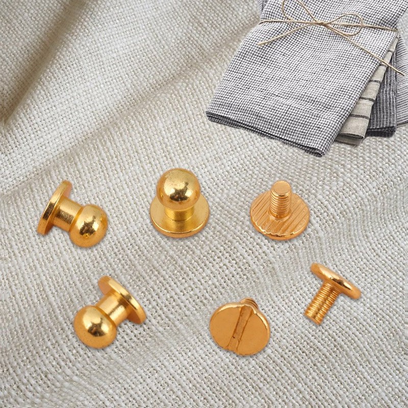Button Rivets Screw Rivets, 20 Pieces Round Head Copper Rivets