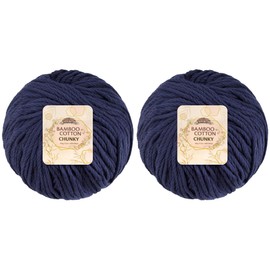 JubileeYarn Bamboo Cotton Chunky Yarn - 100g/Ball - Cold Night Blue - 2 Balls