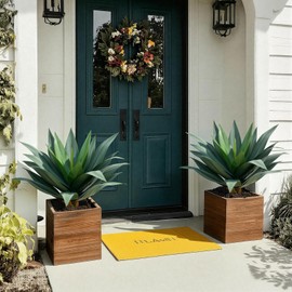 Artificial Agave Plants Outdoor,28”UV Resistant Fake Silk Plants with 23 Lifelike Leaves,Faux Yucca Floor Plants for Home Front Porch Patio Office Door Step Hotel Desert Style Decor 2Pack