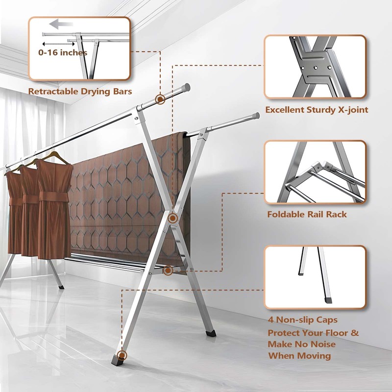 JAUREE Clothes Drying Rack 2 Tiers, Heavy Duty Drying Rack