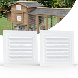 Forestchill Air Vent Louver for Chicken Coop, 2 Pack 10" x 10" Air Vent Grille with Built in Screen Mesh, Louvered Exhaust Grille for Chicken Coops Ventilation, White