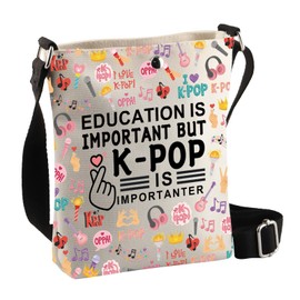 BDPWSS k-pop Merchandise Korean Drama Lover Gift Education Is Important But K-pop Is Importanter Crossbody Bag For Kpop Fans (Important kpop Cbag)