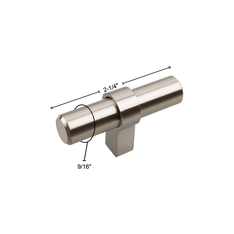 GlideRite Hardware 4002-T-SS-1 2.25 inch Stainless Steel Solid Euro T-Bar