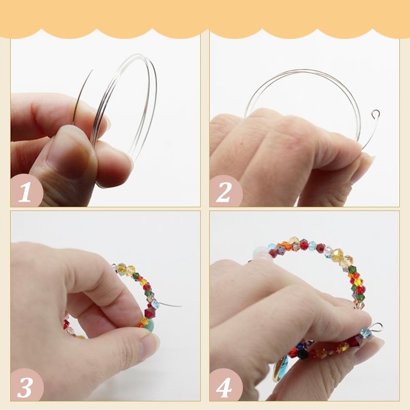 PH PandaHall Steel Memory Wire for Bracelet Making, 100 Loops