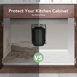 Under The Sink Mat Waterproof, Under Kitchen Sink Liner Mat 22”x34”, Silicone Under Sink Mats and Protectors for Kitchen Bathroom, Flexible & Thick Under Sink Drip Tray with Lip to Catch Water, White