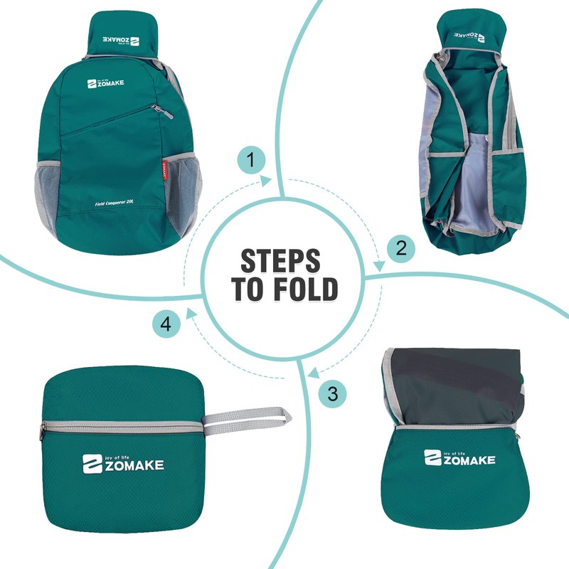 ZOMAKE Foldable Backpack 20L Lightweight Folding Backpacks, Water Resistant Small