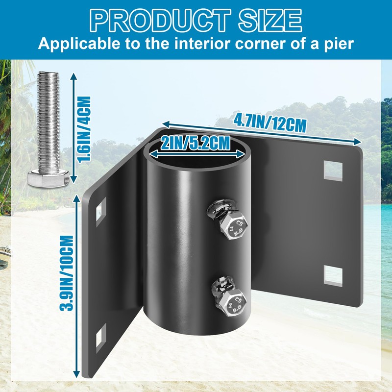 Stationary Dock Inside Corner Leg Pipe Holder, Heavy-Duty Floating Dock
