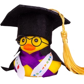 MuMyer Graduation Duck Car Dashboard Decorations Rubber Duck Car Ornaments for Graduation Gift with Mini Glasses Graduate Cap Cape and Sash(A2)