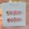 Pink Sprinkle Point Heart Stone Handmade Nail Tip - Short