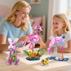 HOGOKIDS 3 in 1 Pink Flamingo Building Set with Flowers,
