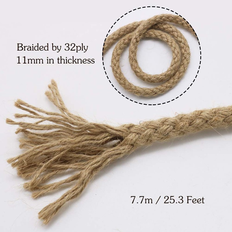 Tenn Well Braided Jute Rope, 25 Feet 11mm Thick Twine
